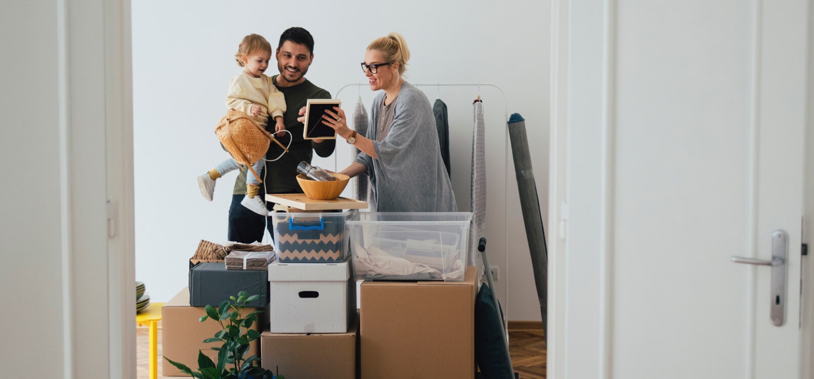 Family moving into a home