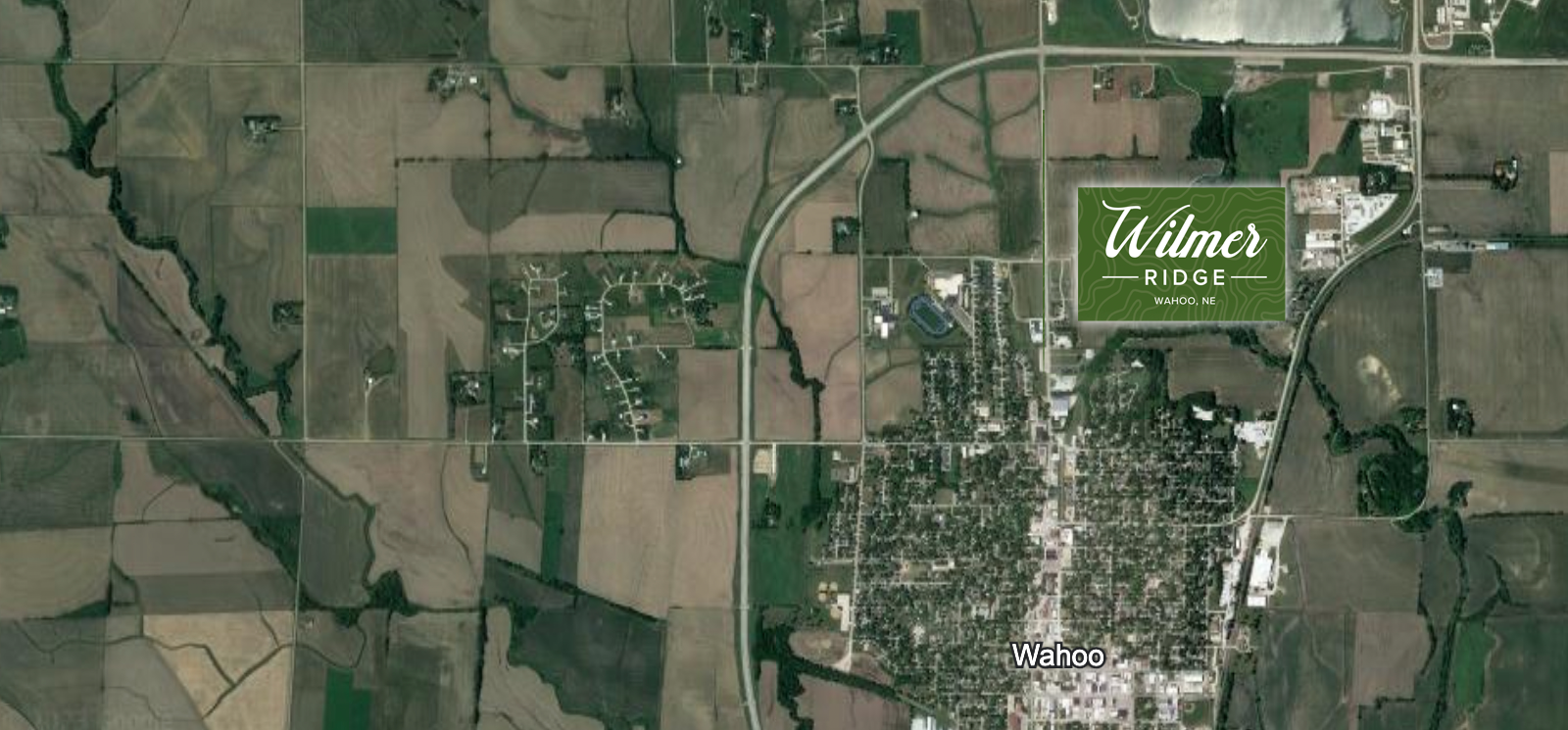 Wilmer Ridge development, map from Google Earth that shows approximate location of development.
